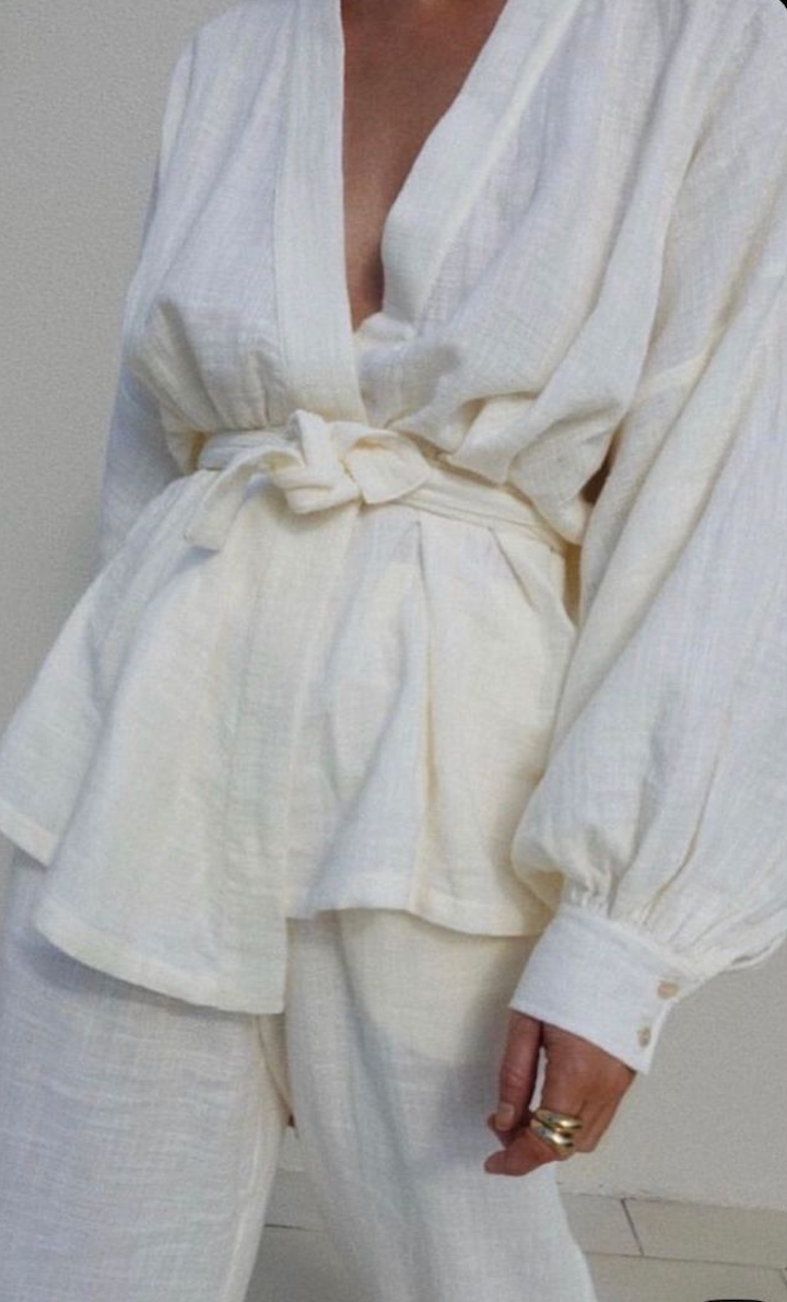 Ensemble 2 pieces  en lin -kimono&pantalon