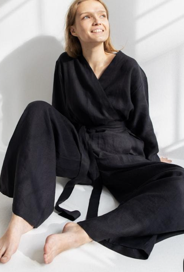 Ensemble 2 pieces  en lin -kimono&pantalon