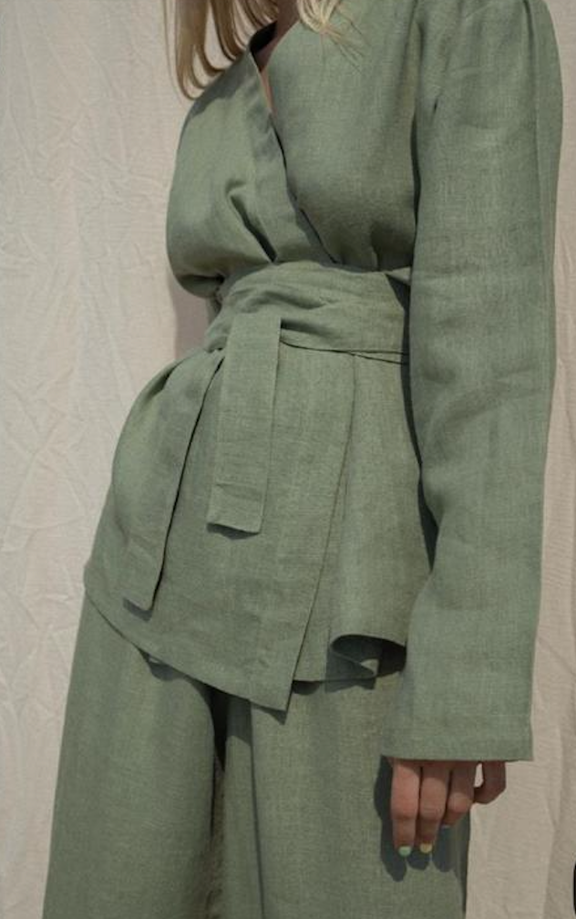 Ensemble 2 pieces  en lin -kimono&pantalon