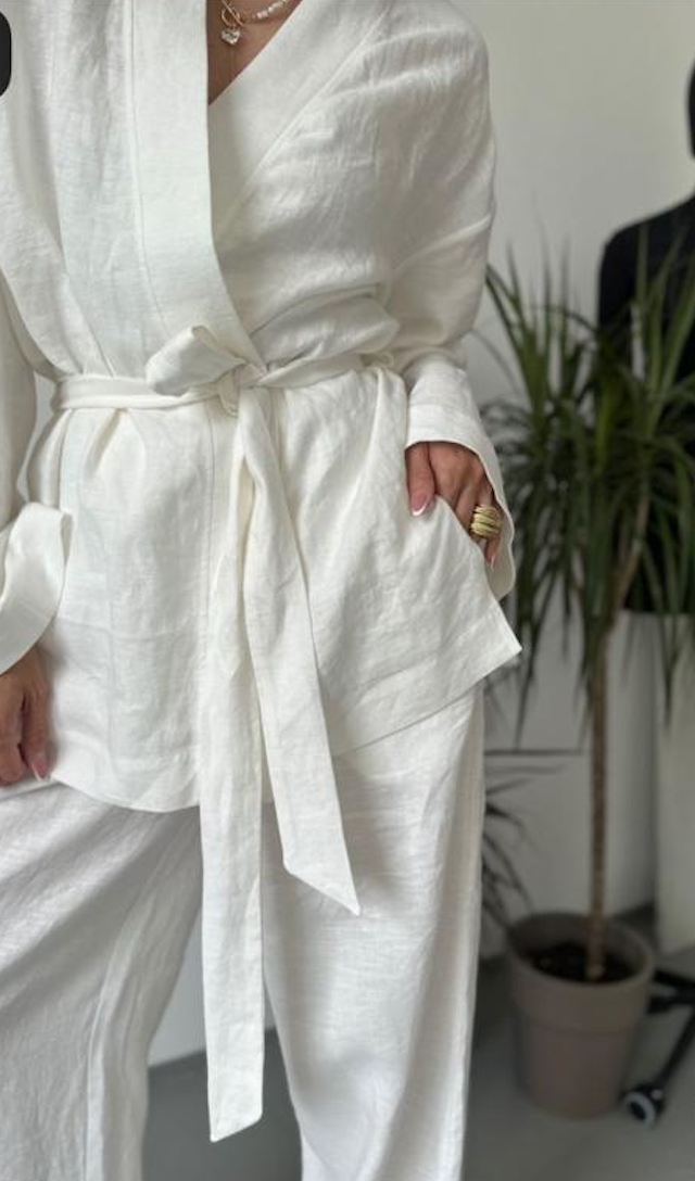 Ensemble 2 pieces  en lin -kimono&pantalon