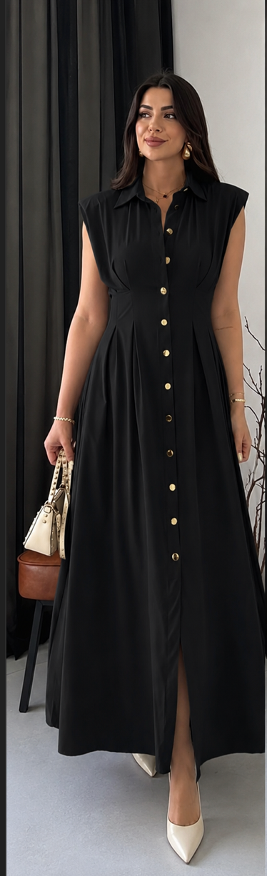 Robe Longue Élégance Boutonnée