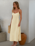 Robe Longue Jaune Butter Élégance
