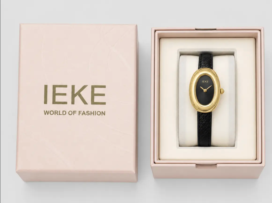 Montre IEKE Ovale Noir – Édition Or