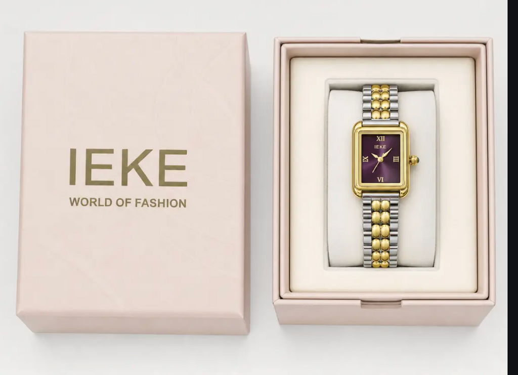 Montre IEKE Rectangle Prune –  Bicolore