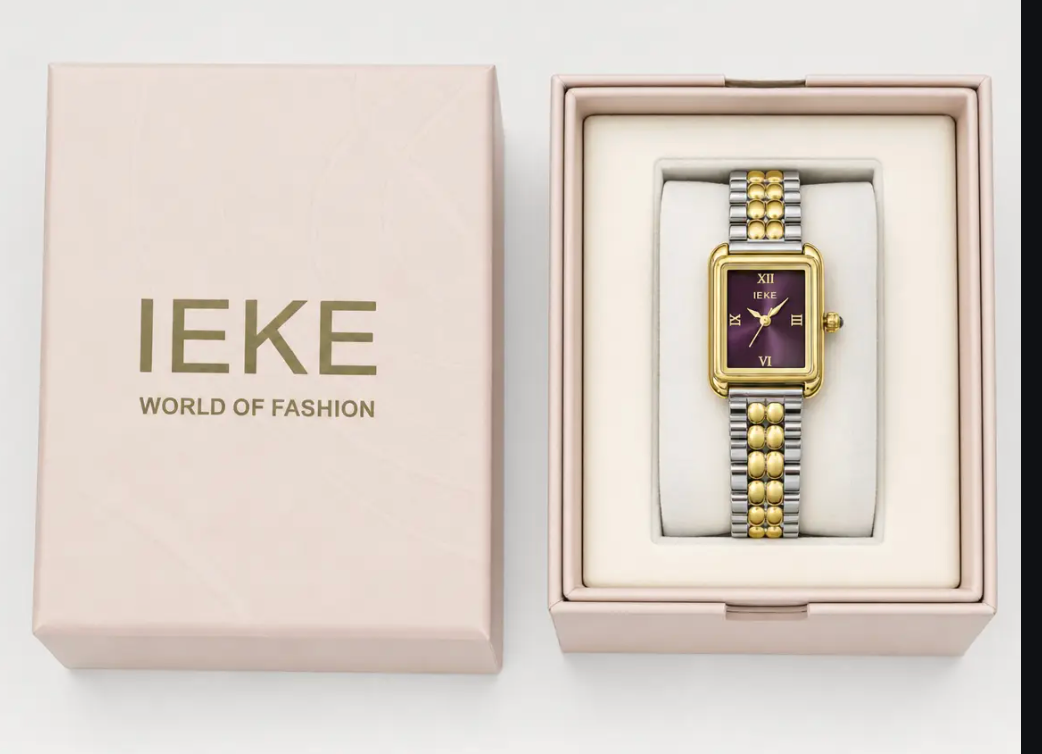 Montre IEKE Rectangle Prune –  Bicolore