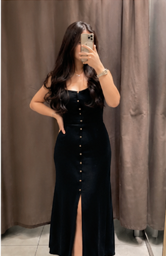 Robe Longue Noire Boutonnée