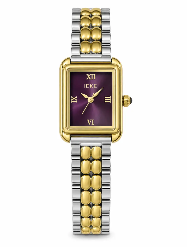 Montre IEKE Rectangle Prune –  Bicolore