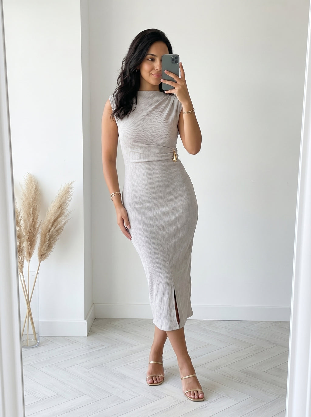 Robe drapée grise - miroir