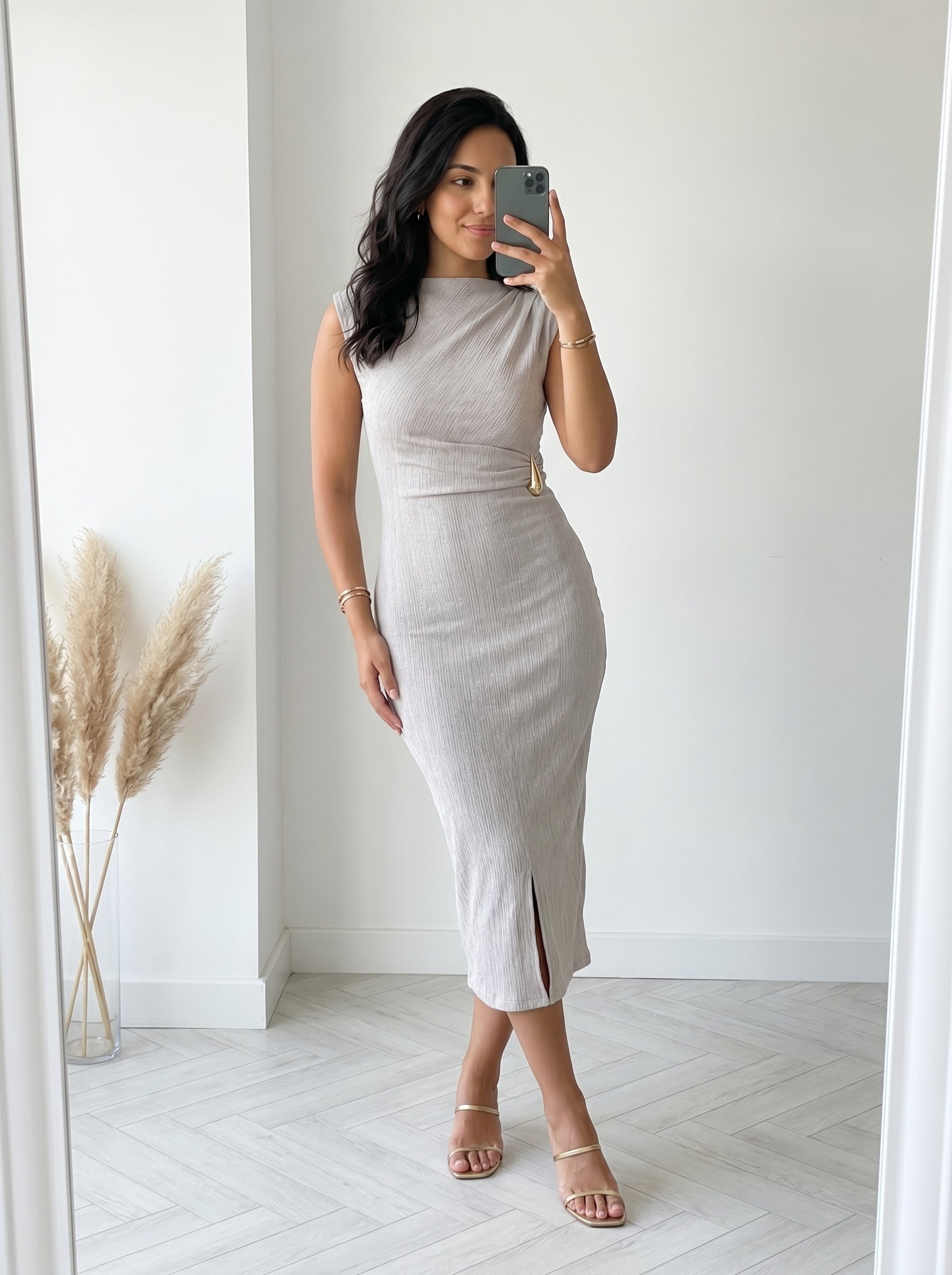 Robe drapée grise - miroir
