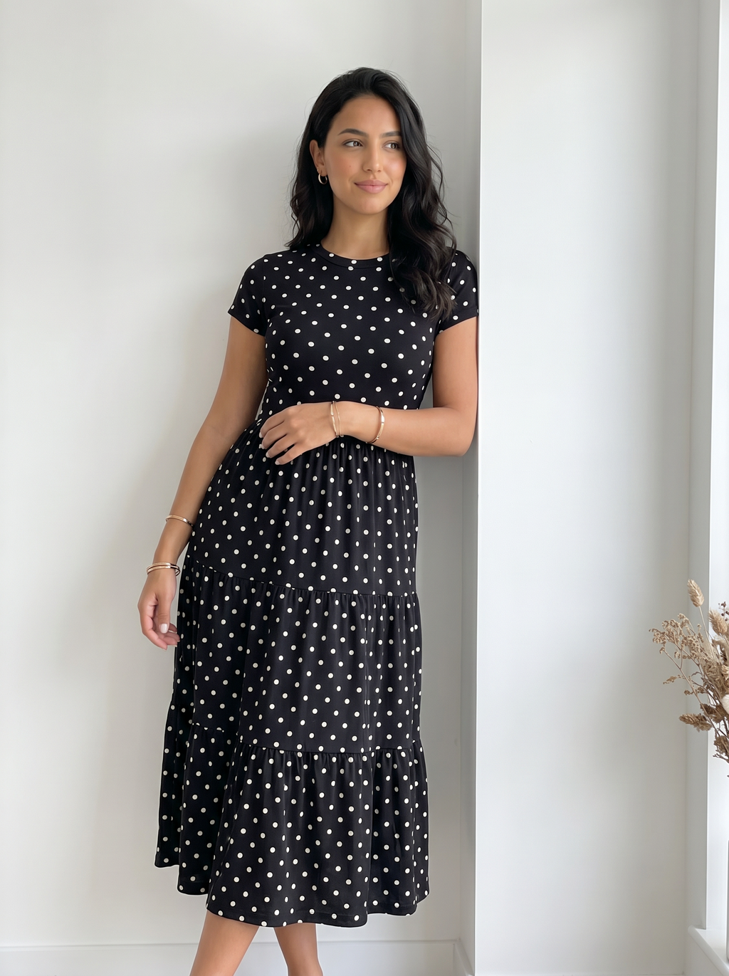 Robe à pois - trois quarts