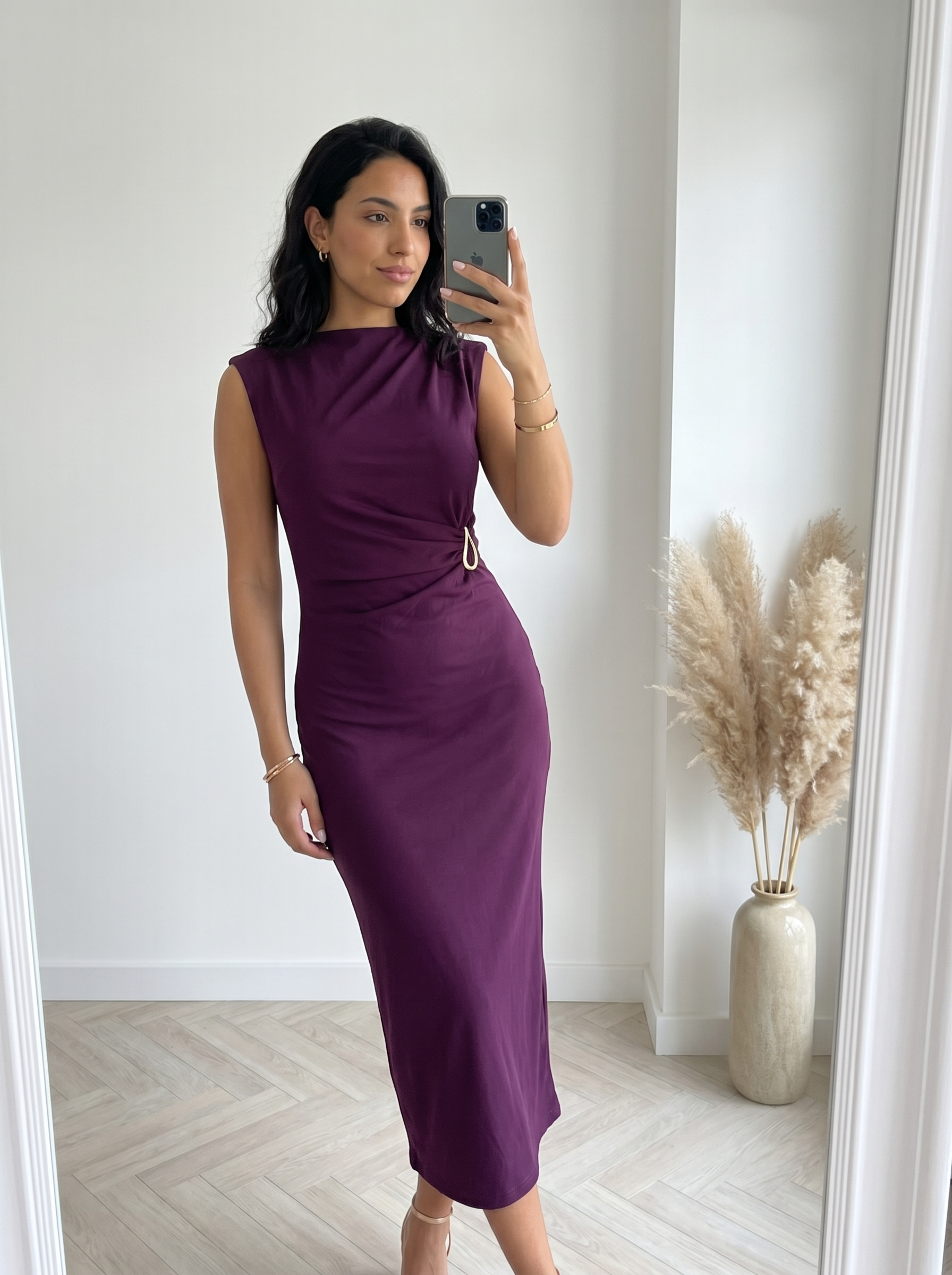 Robe drapée prune - miroir