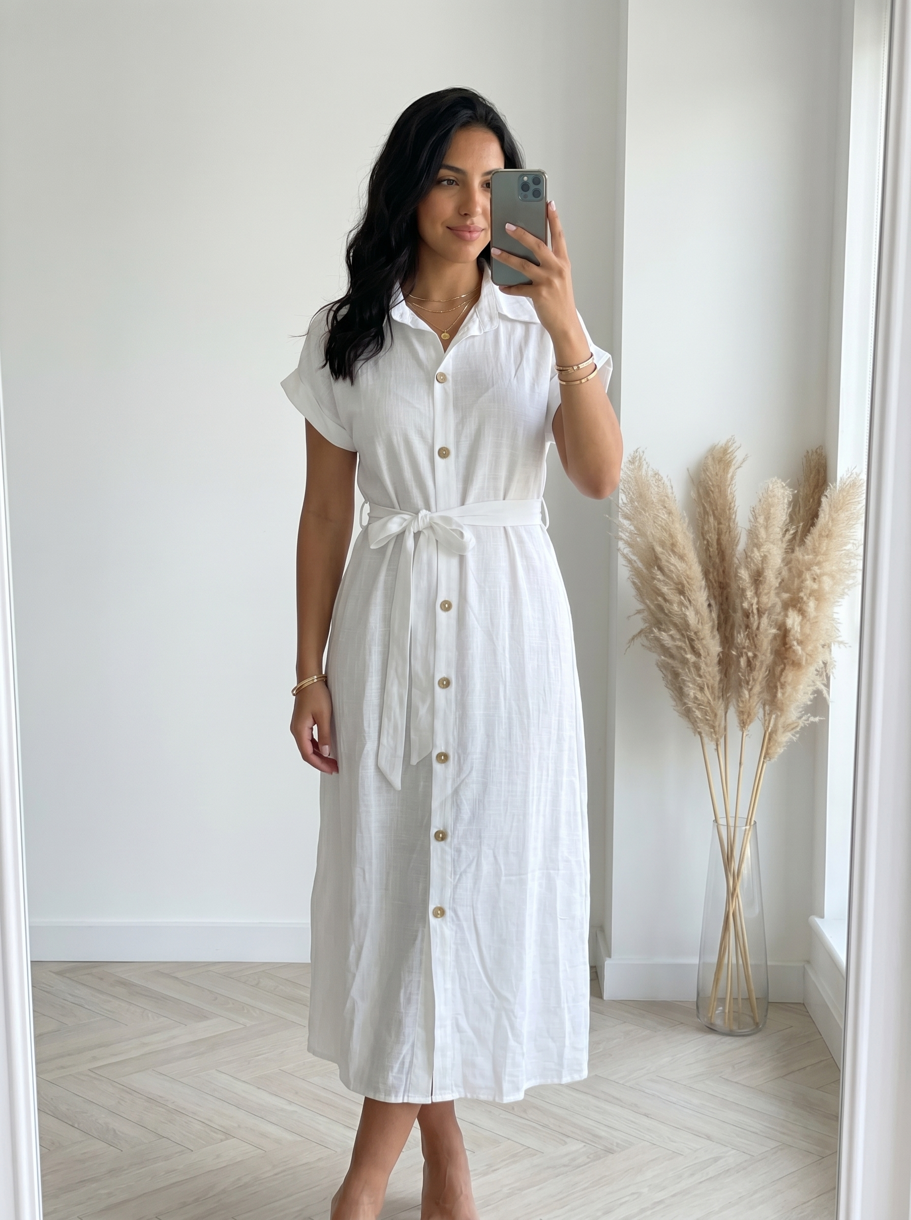 Robe chemise lin blanc - miroir