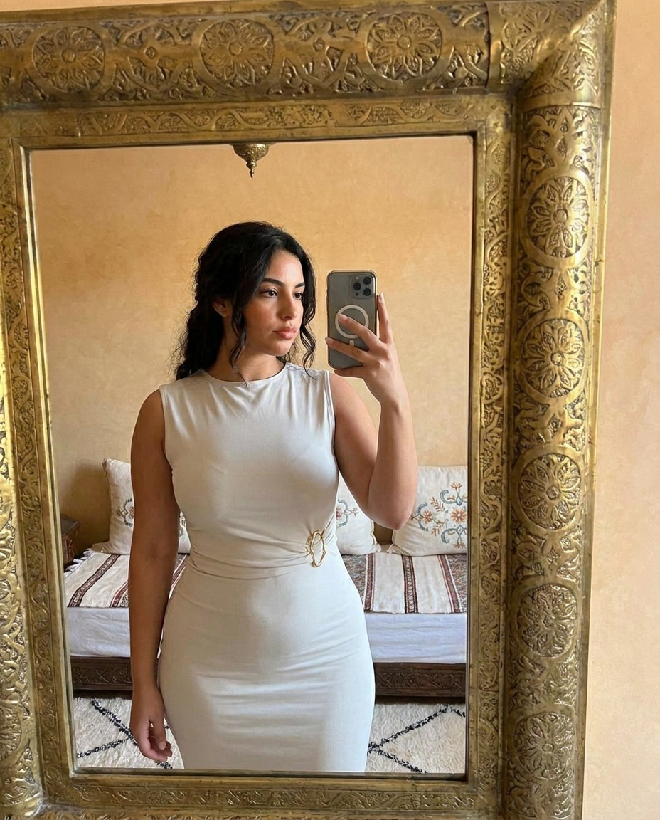 Robe longue ajustée blanche