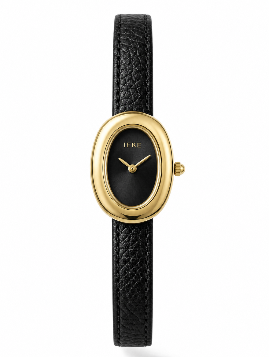 Montre IEKE Ovale Noir – Édition Or